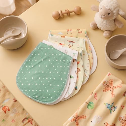 SmoothNovelty 5 Pack Farm Animals Baby Burp Cloths Soft Absorbent Burping Rags for Newborns 19"x9" Spit up Cloths for Boy Girl Newborn Baby Shower Registry Gifts Set Nursery Decor - style: Farm Animals