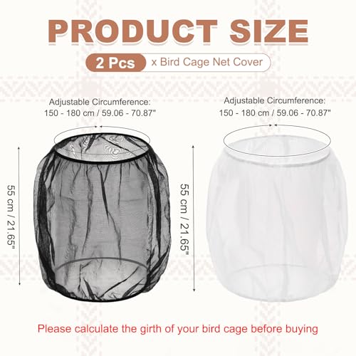Bird Cage Seed Catcher, Bird Cage Net Cover Seeds Guard, Universal Birdcage Accessories, Black/White, Circumference 59.1"-70.9", Height 21.7" for Parrot Cockatiel Enclosures - color: Black/White, size: Circumference 59.1"-70.9", height 21.7"