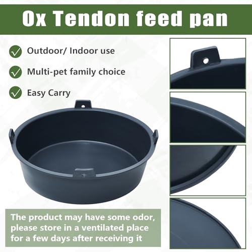 Sadnyy 8 Pcs Feed Pan 1.5 Gallon/6 Quart Utility Horse Feed Bucket Livestock Feeder Tubs Ox Tendon Bowl for Horses Dog Cats Goats Chicken Dust Bath - size: 1.5 Gallon/6 Quart