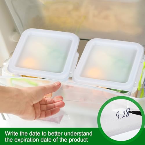 FoldTier 2 Pieces Square Food Storage Containers Polycarbonate Clear food Container with Lid Commercial Storage with Graduations for Commercial Kitchen Dough Marinating Meat (White,2 Qt,4 Qt) - color: White, size: 2 Qt,4 Qt