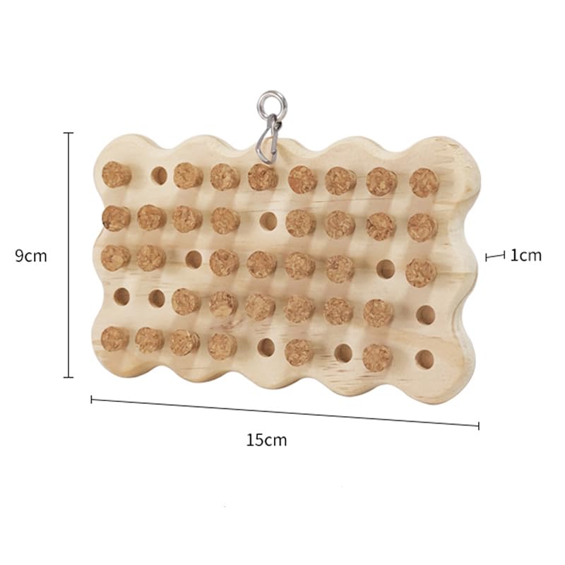 LOS ANDES Parrot Chew Toy with Soft Corks, Wooden Biting Training Toy and Foraging Bird Toys,Bird Cage Accessories, Parakeet Toys - size: Rectangle