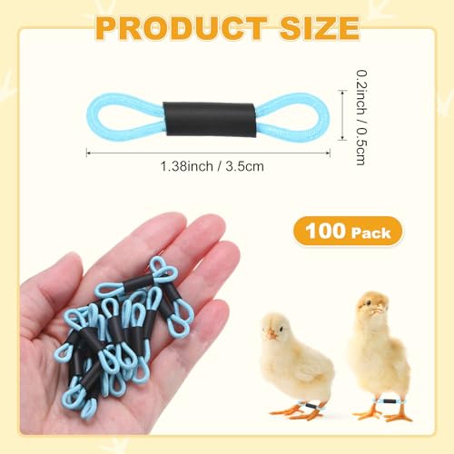 M METERXITY 100-Pack Adjustable Chick Leg Bands, 1.38" x 0.2" Polyester Chicken Leg Brace for Chicks/Ducks/Birds [Light Blue] Poultry Leg Bands - color: Light Blue