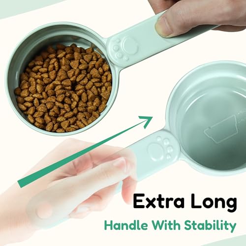 1 Cup Dog Food Scoop, Extra Long Handle Sturdy Melamine Pet Food Measuring Scoop with Clear Marking Lines, BPA-Free, Shatterproof, Dishwasher Safe (Green, 1 Cup) - color: Green, size: 1 Cup