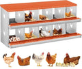 Garvee Chicken Nesting Box, 10 Compartments Nesting Box for Chickens, Galvanized Steel Chicken Laying Box for Easy Egg Collection, Wall Mounting - color: Orange | 10 Compartment