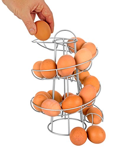 Southern Homewares Egg Skelter Deluxe Modern Spiraling Dispenser Rack Silver - color: Silver