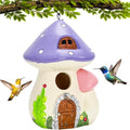 WUWEOT Garden Bird House for Outside Clearance, Resin Hanging Birdhouse, Decorative Mushrooms Humming House, Bird Blue Wren Finches Bluebird Nesting for Home Garden Yard Patio Outdoor