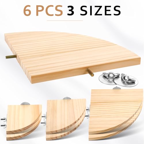 Wettarn 6 Pcs Bird Perch Platform Bird Corner Parrot Perch Corner Wooden Stand Sector Playground Cage Accessories Shelf for Parakeet Conure Cockatiel Budgie Gerbil Rat (Assorted Sizes,Platform) - color: Beige, size: 7.1 x 7.1 inches