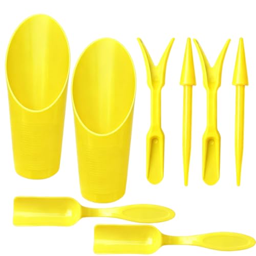 8pcs Potting Soil Scoop for Indoor Plants, Garden Tiny Plant Shovel Hand Tools Transplanting Succulent Cultivation Digging Bonsai Soil Scoops Kits Yellow 2Set - color: Yellow