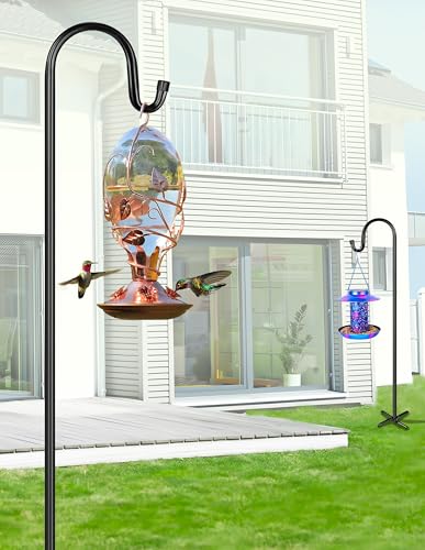 Bird Feeder Pole for Outdoor, 92 Inch Shepherds Hooks Heavy Duty Garden Pole for Hanging Plant Basket, Solar Light Lanterns, Garden Plant Hanger Stands with 5 Base Prongs - size: 92 INCH-1
