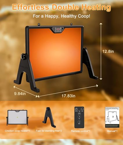 Smart Chicken Coop Heater Coop Radiant Heat Panel | Built-in Temperature Sensor, Chicken Heater Inside Coop for Winter, Adaptable to Timer and Temp Controllers, ETL UL Compliant