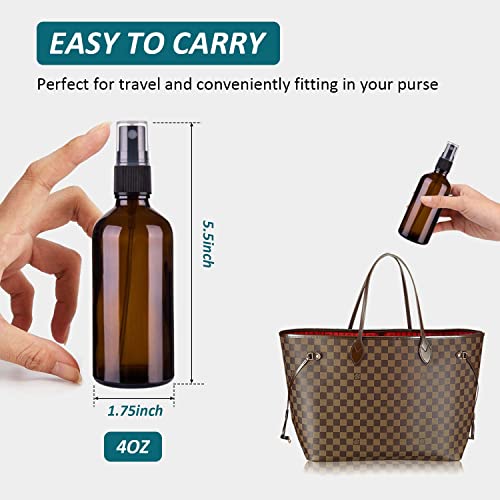 4 oz Amber Glass Spray Bottles for Essential Oils, Small Empty Fine Mist Spray Bottle,2 Pack with Funnel Dropper - style: 2 - Pack