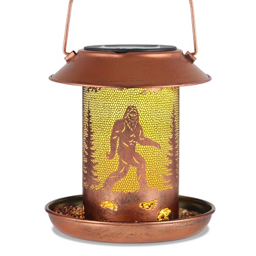 Bigfoot Bird Feeders for Outdoors Solar Lanterns Outdoor Waterproof Hanging | Garden Decor Birthdays for Women Mom Metal Solar Decoration Outside for Yard, Patio, Lawn (sasquatch ) - size: Bigfoot-1 Pack