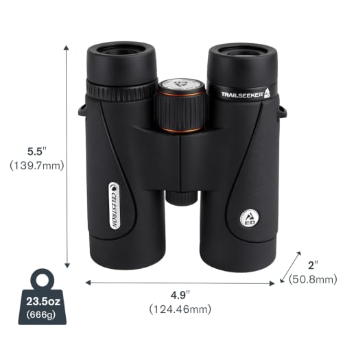 Celestron TrailSeeker ED 8x42 Binoculars for Birding & Nature – ED Glass | ED Glass for Sharp Detail, Phase & Dielectric-Coated BaK-4 Prisms, Fully Broadband Multi-Coated, Magnesium Alloy Body - style: TrailSeeker ED 8X42