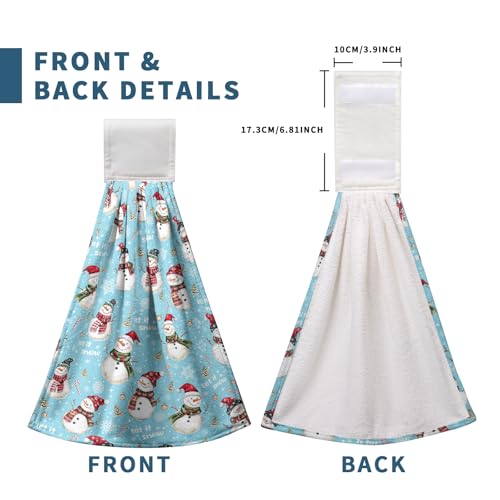 Christmas Winter Snowman Hanging Hand Towels Set of 2 Blue Snowflakes Xmas Holiday Kitchen Towels with Hanging Loop Tea Bar Dish Cloth Towels Soft Absorbent Fingertip Fast Dry Bath Towels - color: Blue Snowman