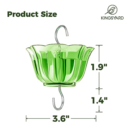Kingsyard 2-Pack Ant Moat for Hummingbird Feeders, Ant & Bee Guard | 5 oz Capacity, Nectar Feeder Accessory, Hanging Hooks, 3/5" Large DiameterInsect, Flower shape, Easy to Clean & Refill, Green