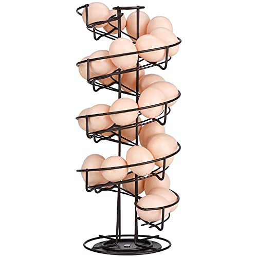 Toplife Spiral Design Metal Egg Skelter Dispenser Rack, Storage Display Rack, Brown - color: Brown
