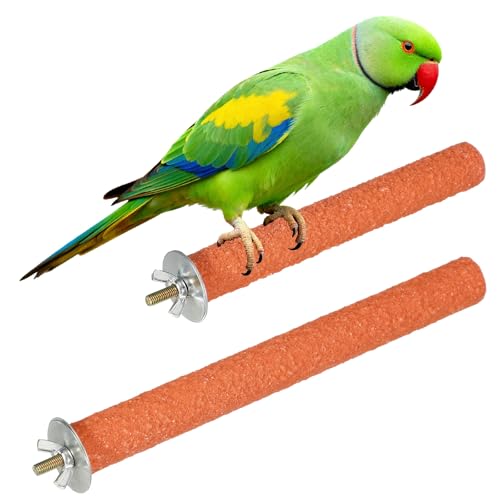 Bird Cage Perch, Colorful Parrot Grinding Claw Sticks, Platform Paw Stand Toy 6/8 Inch, (Wooden, Orange, 2Pcs), Intended for Small Medium Birds/Parrots/Finches/Lovebird - color: Orange, size: 6/8 Inch