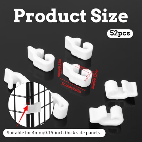 52 Pcs Wire Cage Clips Detachable Pet Cage Door Clip Cat Cages Door Latch Buckle Snap on Plastic Lock Snap Cat Fence White Rabbit Cages Connector Clamp for DIY Assembly Kitten Puppy Chicken Dog