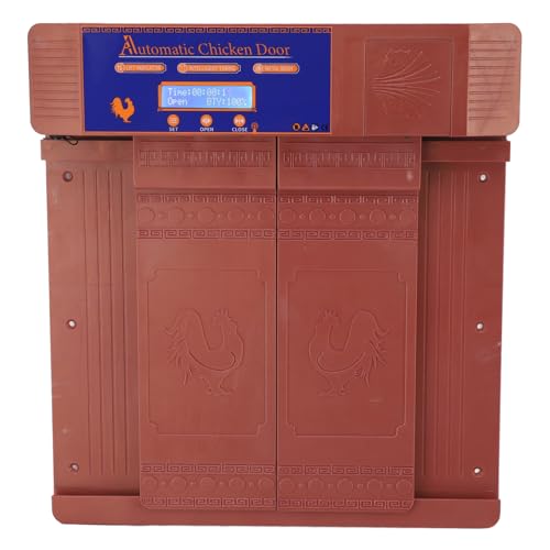 Automatic Chicken Coop Door Opener, Intelligent Double Open with Timer LED Display Solar Powered, with Anti Pinch Function, for Chickens Ducks Geese Poultry (Bronze) - color: Bronze