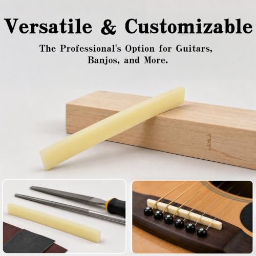 Miwayer 2 Pack 6-12 String Guitar Untreated Unbleached Bone Saddle Blank, Guitar Bridge Blank Saddles, Cut from Whole Bones, 80x10x3mm - color: Untreated Saddle 80mm 2 Pack