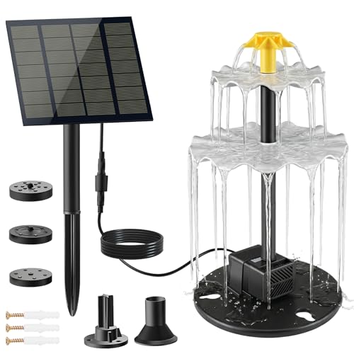 Yeomi Solar Water Fountain for Bird Bath, Upgrade 2W 7V Solar Powered Water Pump with Adjustable Flow, Solar Fountain Kit for Bird Baths Small Pond Garden Water Feature - color: 2w 7v Solar Fountain Pump Kit