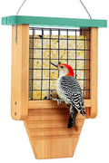 Gbekery Wooden Suet Bird Feeder for Outside Hanging, Woodpecker Suet Feeder with Tail Prop, Hanging Bird Feeder for Wild Birds, 1 Pack, Green - color: Light Green