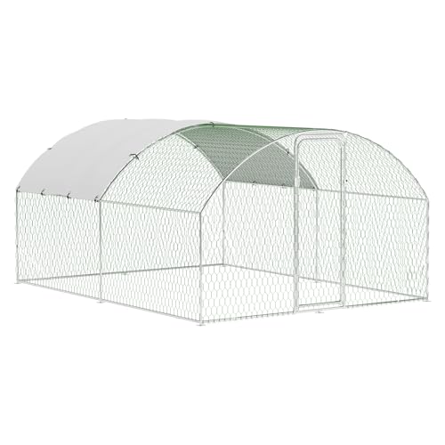 Garvee Metal Chicken Run, 9.8 x 13.1 x 6.6 Ft Metal Chicken Coop for Yard with Waterproof and Anti-Ultraviolet Cover, Dome Roof Walk in Chicken House, Poultry Cage for Hen, Duck and Rabbit - size: 118.1"L x 157.5"W x 78.7"H