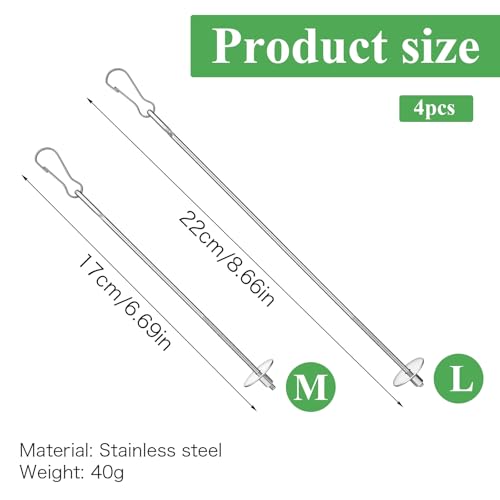 4PCS Bird Cage Food Holder, Stainless Steel Bird Feeder for Cage with Hook, 22cm/17cm Parrot Fruit Skewers, 2 Sizes Hanging Foraging Toy for Macaw Parakeet Parrot Budgie