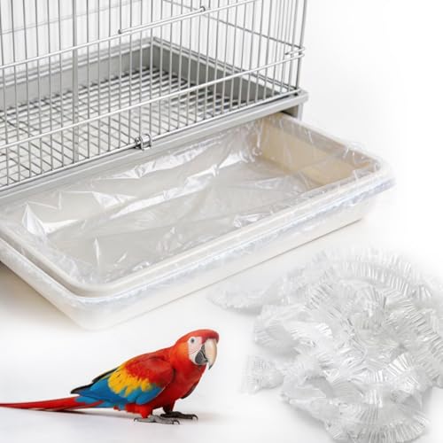 100 PCS Disposable Bird Cage Liner for 18x26 In Pallets Elastic Film Intend | Clear Plastic Parakeet Pallet Liner Film for Parakeet, Cockatiels, Rabbit, Guinea Pig Finches Canaries, Universal Design