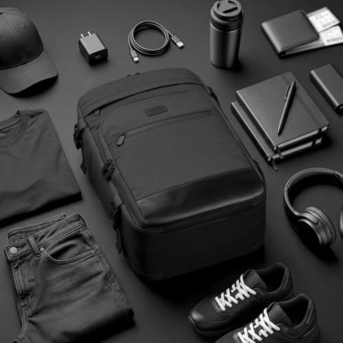 30L Travel Backpack for Women & Men: Flight Approved Carry On Backpack, TSA Personal Item Bag with Water Bottle Pocket, Weekender Essentials Backpacks fits 15.6" Laptop - Black - color: Black, size: Large