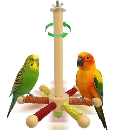 Rotating Bird Perch Toy, Spinning Bird Cage Accessories Stand for Parakeet - color: Yellow
