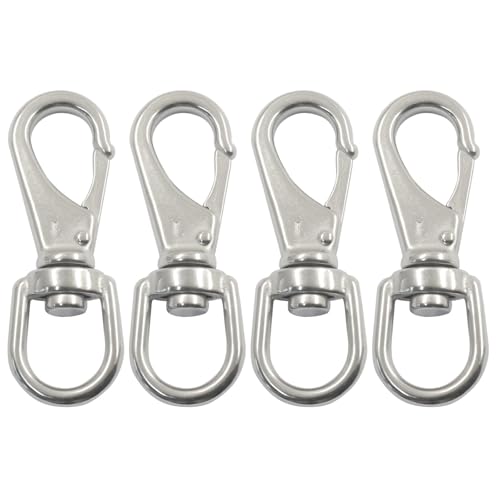 Stainless Steel Flag Clips, 4 Pack, Swivel Snap Hooks | Heavy Duty, Marine Grade Bolt Snap, For Diving/Boat Rope/Dog Leash/Swings/Keychain/Anchor/Bird Feeder