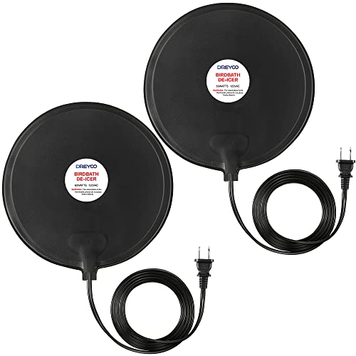 Dreyoo Bird Bath De Icer, 60w Submergible De Icer, Thermostatic Controlled Winter Water Heater Deicer for Bird, Chicken, Duck, Farm Trough, Design Patent Product(2 Pack)
