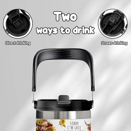 Highland Cow Gifts - 30oz Yak Tumbler with Handle and Straws,Cows Cup for Farm Lovers, Insulated Stainless Steel Coffee Mug, Western Cup,Cow Themed Gift for Women, Birthday/Christmas - color: Cow1