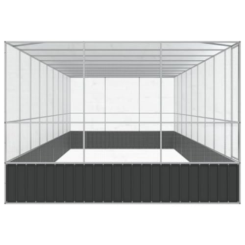 Outdoor Bird Aviary with Extension, 366.9"x120.9"x83.5" Galvanized Steel Parrot Cage, Walk-in Poultry Pen for Chickens, Ducks and Small Animals, Silver - color: Silver-G