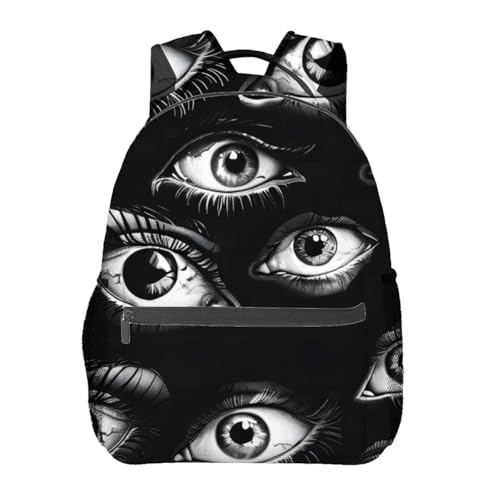 Gothic Eye Backpack,Black & White Polyester Backpacks,Lightweight Double Shoulder Back Pack for Adults,Goth Bookbag,School Bag Gifts,Casual Travel Daypack Book Packs - color: Gothic Eye