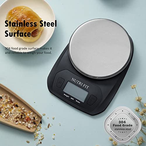 Digital Food Scale Small Kitchen Scales Weight in Grams Oz Black | Stainless Steel Panel, 1g Increment, Max 11lbs, Extra-Small Size, Smart Tare, Cooking Baking Weight Loss, Backlit LCD Display - color: Elegant Black