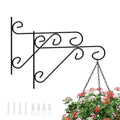 PROWORX 2 Pack 12 Inch Plant Hangers Outdoor Bracket, Indoor Wall Mount Metal Heavy Duty Rust-Resistant Bird Feeder Plant Hooks for Hanging Planters, Flower Baskets, Black - size: 12 Inch-2 Pcs