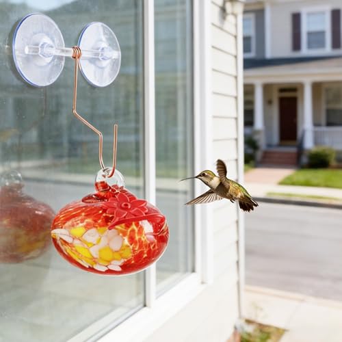 Glass Window Hummingbird Feeder with Suction Cup for Attracting Hummingbird - color: 1Pcs-Red