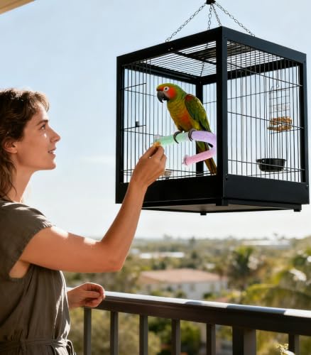 U Shape Parrot Perch Cage for 4cm Large Pad Fits Bird perches | Fits Horizontal Vertical Bars Washable Colorfast Resin Perch for Budgies, Cockatiels to Trim Nails Beak Naturally