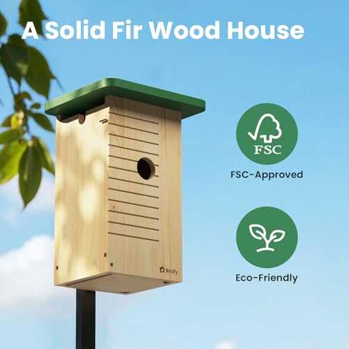 Smart Bird House with Camera Solar Powered, 1080HD Live Video & Night Vision for 24/7 Nesting Recording, Auto Detect & Notify, Ideal Nature Gift for Bird Lovers, AI Identify Lifetime Free