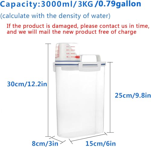 5.5 Lbs Rice Airtight Dry Food Storage Container Set of 4, Rice Storage Bin Cereal Containers Dispenser, Thicken Plastic Clear Food Storage Box with Pouring Spout, Measring Cup for Grain, Flour Snacks | BPA Free, Airtight Lid, with Pouring Spout, Clear, f