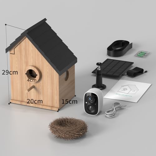Birdhouses for Outside with Camera Solar Powered Perfect Birdwatching Gift | Smart Bird Feeder for Outdoors, 2K HD Live Video, Nesting Box with Motion Detection, Weatherproof, Bird Lover Gifts