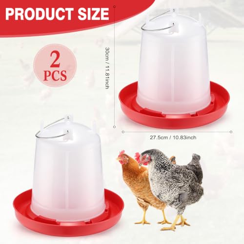 Pickmesh 2 Pcs 2 Gallon Plastic Poultry Drinker Poultry Waterer Automatic Chicken Water Feeder Fed Water Container Jar for Duck Baby Chicks Rabbit Turkeys Outdoor Farm - size: 2 Gallon