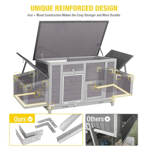 Aivituvin Chicken Coop with Two Nesting Boxes Large Wooden Hen House Outdoor Weatherproof Rabbit Hutch Duck Cage (AIR69) - size: AIR69
