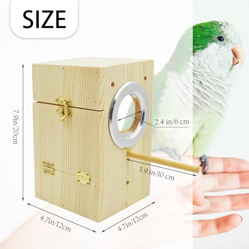 kathson Parakeet Nesting Box Transparent Bird House Bird Nest Box for Cage Parrot Nesting Boxes Wooden Breeding Box for Cockatiel Lovebirds Budgie Finch Canary(S) - size: [M:7.9 x 4.7 x 4.7 lnches]
