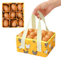 Removable Egg Collecting Basket, Foldable Canvas Egg Holder | Egg Basket for Gathering Fresh Eggs with 9 Pouches, Collector Egg for Chicken, Duck, Goose (Yellow-flowered Chicken) - style: Yellow-flowered Chicken