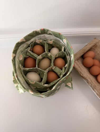 XL Egg Collecting Bag with 21 Pouches – Custom Chicken Pattern, Strap & Convenient Handle – Cute Design for Safely Collecting & Transporting Fresh Eggs