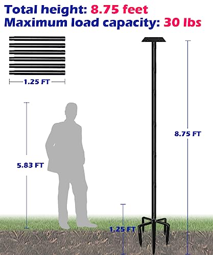105 Inch Bird Feeder Pole Kit, Heavy Duty Bird House Pole Set with 5-Forked Base, Adjustable Universal Mounting Post Kit for Outdoors, Matte Black, 1 Pack - size: Insert Ground 1pack