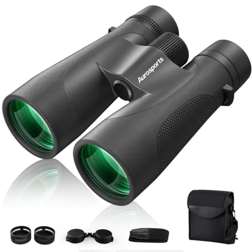 Aurosports 15x52 Waterproof Binoculars for Adults Hunting Binoculars Black | IPX7 Nitrogen-Filled, HD Optical System, BAK4 Prism, FMC, Low Light Vision, Bird Watching, Cruise, Travel, Stargazing - color: Black